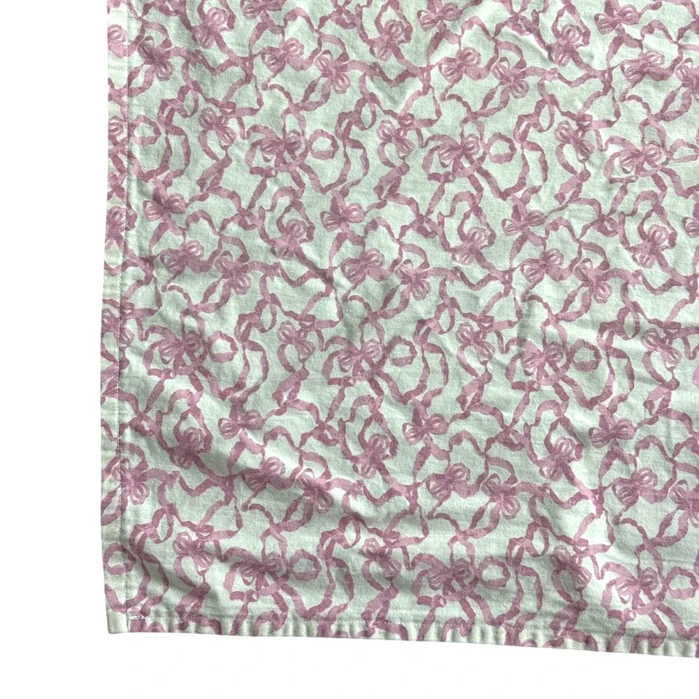 Pink Bow Print Square Tablecloth 51x48 Coquette Cottagecore Aesthetic Tea Party